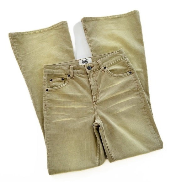 Urban Outfitters BDG Distressed Yellow Corduroy Flare Jeans Pants Womens 27 - Picture 2 of 5